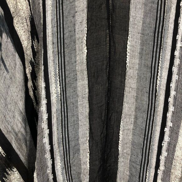 Big Buddha Boho Fringe Kimono Cardigan – Black Gray Striped Drape Open Front - Picture 7 of 7